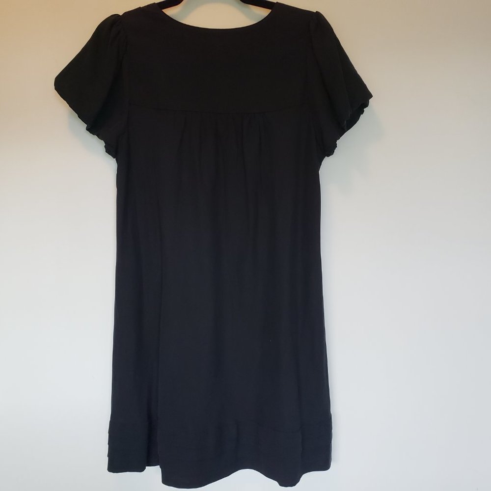 Silk Babydoll Mini Dress with Square Neck & Rose Detail - Picture 2 of 8